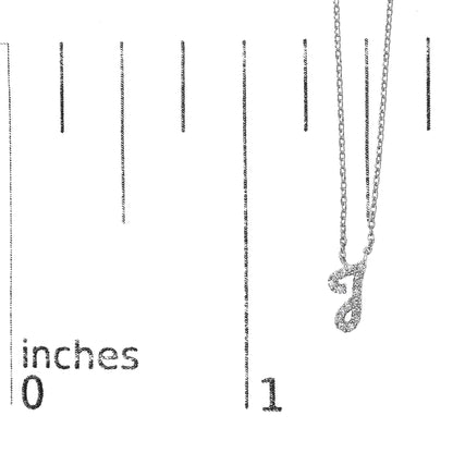 10K White Gold Diamond Accent  A-Z Initial Script Style Pendant Necklace