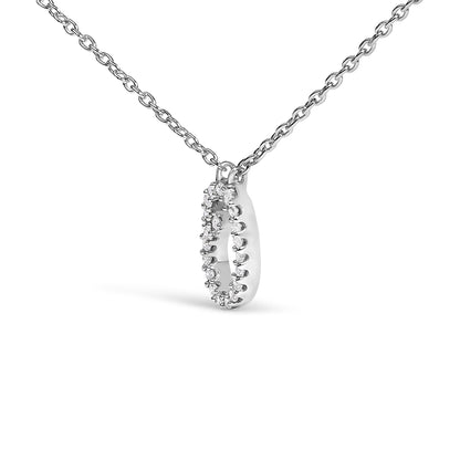 10K White Gold Diamond Accent  A-Z Initial Script Style Pendant Necklace