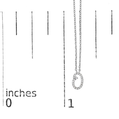 10K White Gold Diamond Accent  A-Z Initial Script Style Pendant Necklace