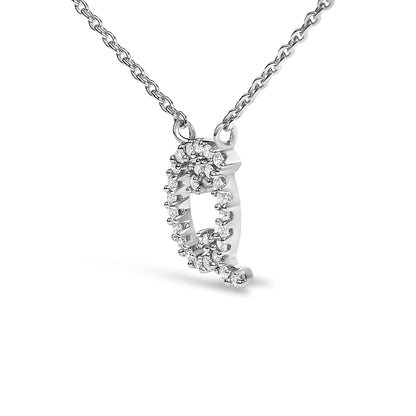10K White Gold Diamond Accent  A-Z Initial Script Style Pendant Necklace
