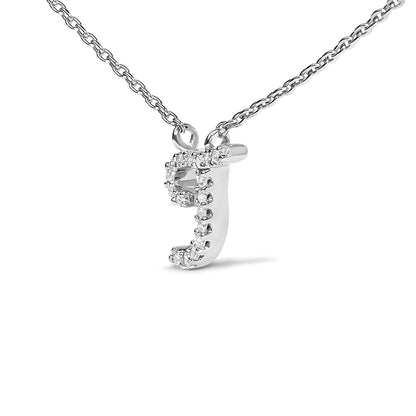 10K White Gold Diamond Accent  A-Z Initial Script Style Pendant Necklace