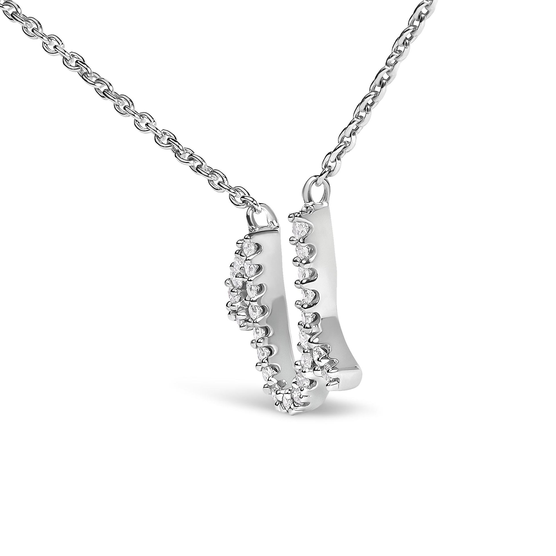 10K White Gold Diamond Accent  A-Z Initial Script Style Pendant Necklace