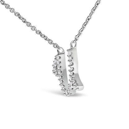 10K White Gold Diamond Accent  A-Z Initial Script Style Pendant Necklace