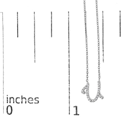 10K White Gold Diamond Accent  A-Z Initial Script Style Pendant Necklace