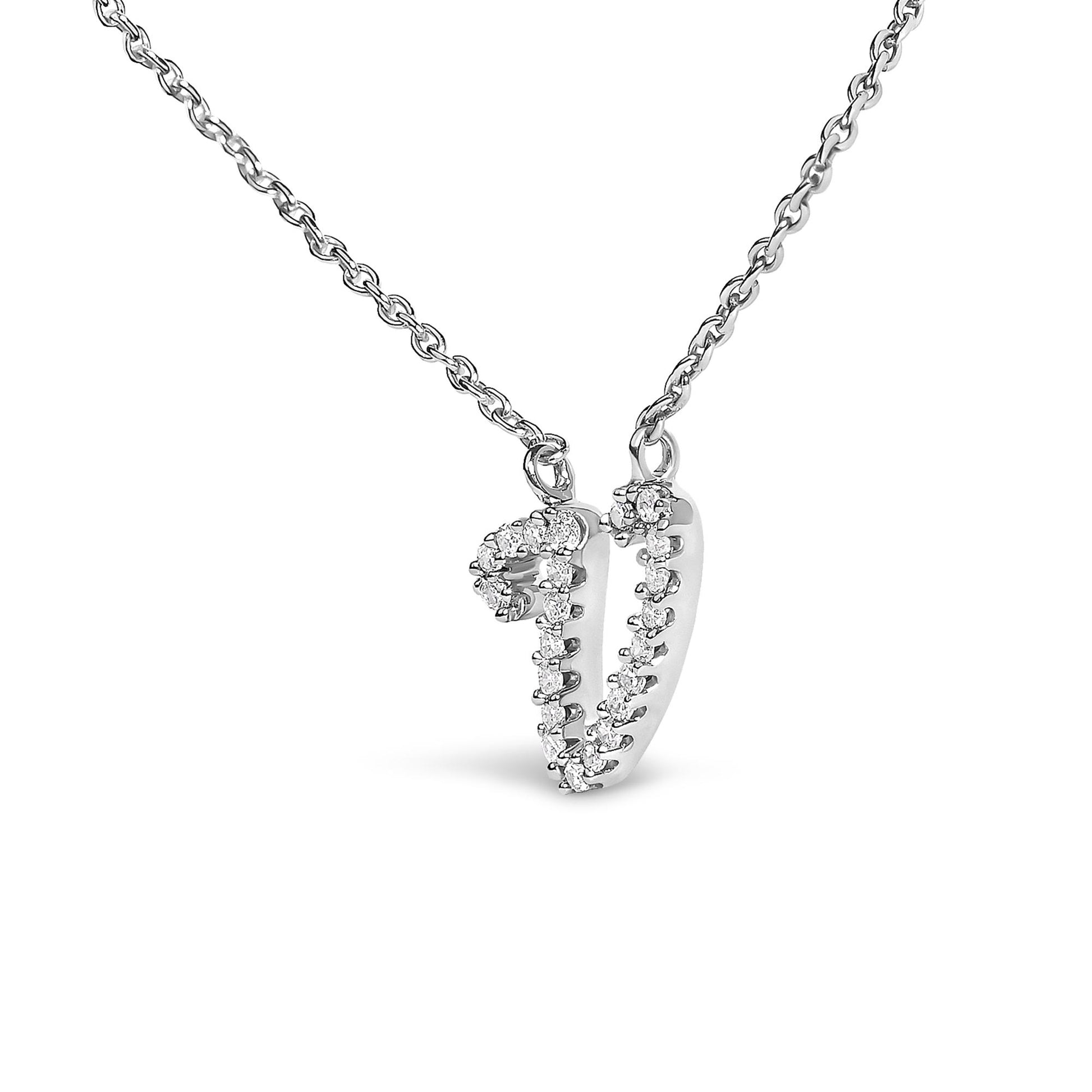 10K White Gold Diamond Accent  A-Z Initial Script Style Pendant Necklace