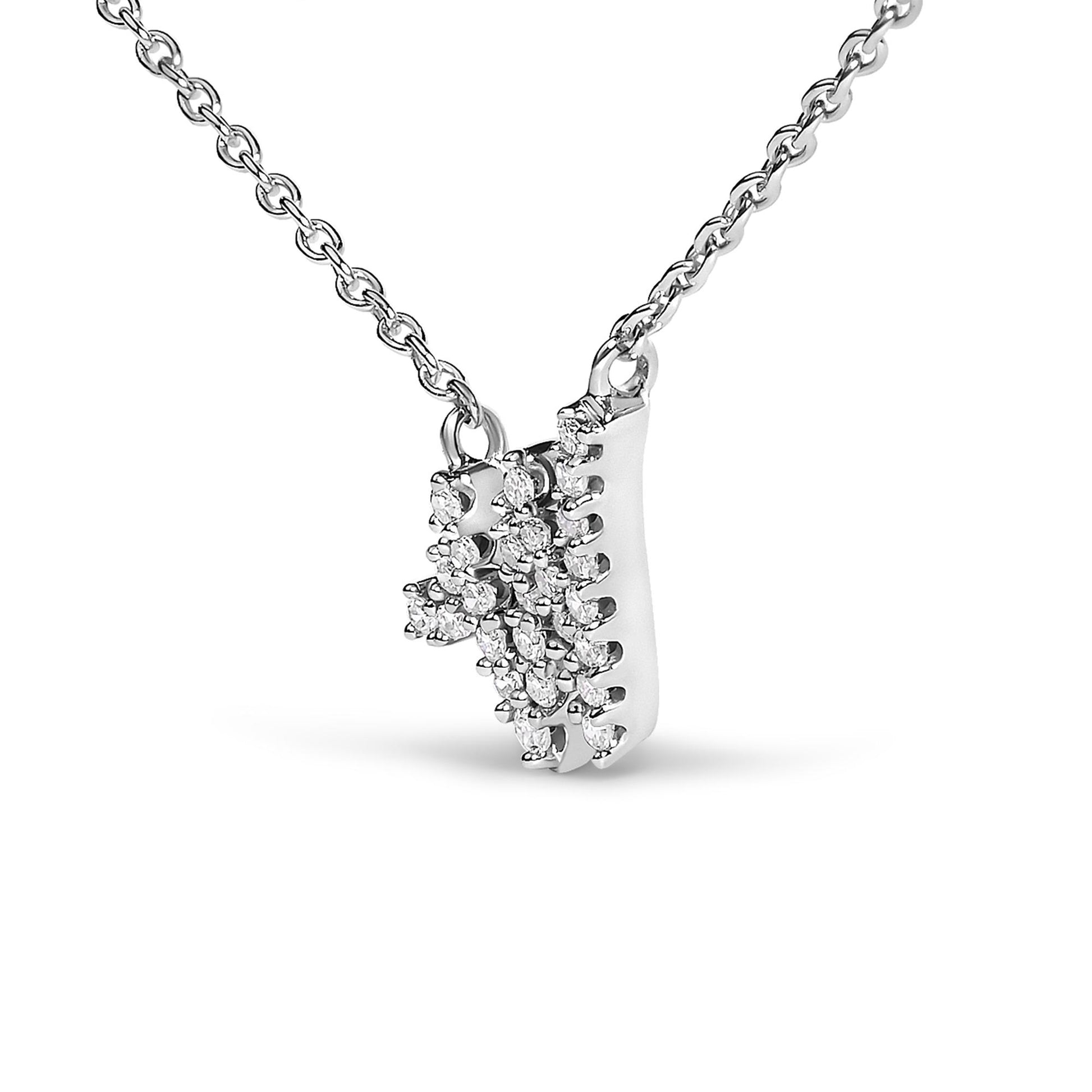 10K White Gold Diamond Accent  A-Z Initial Script Style Pendant Necklace
