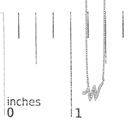 10K White Gold Diamond Accent  A-Z Initial Script Style Pendant Necklace