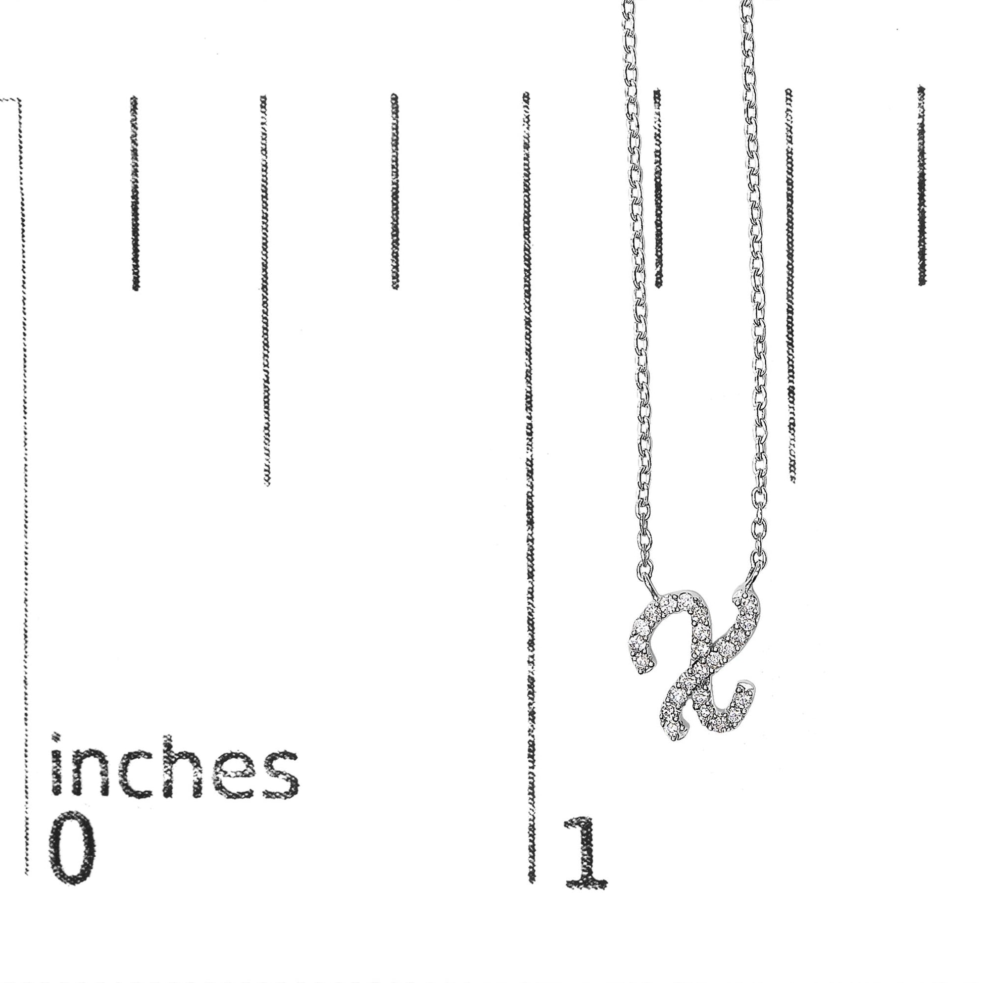 10K White Gold Diamond Accent  A-Z Initial Script Style Pendant Necklace