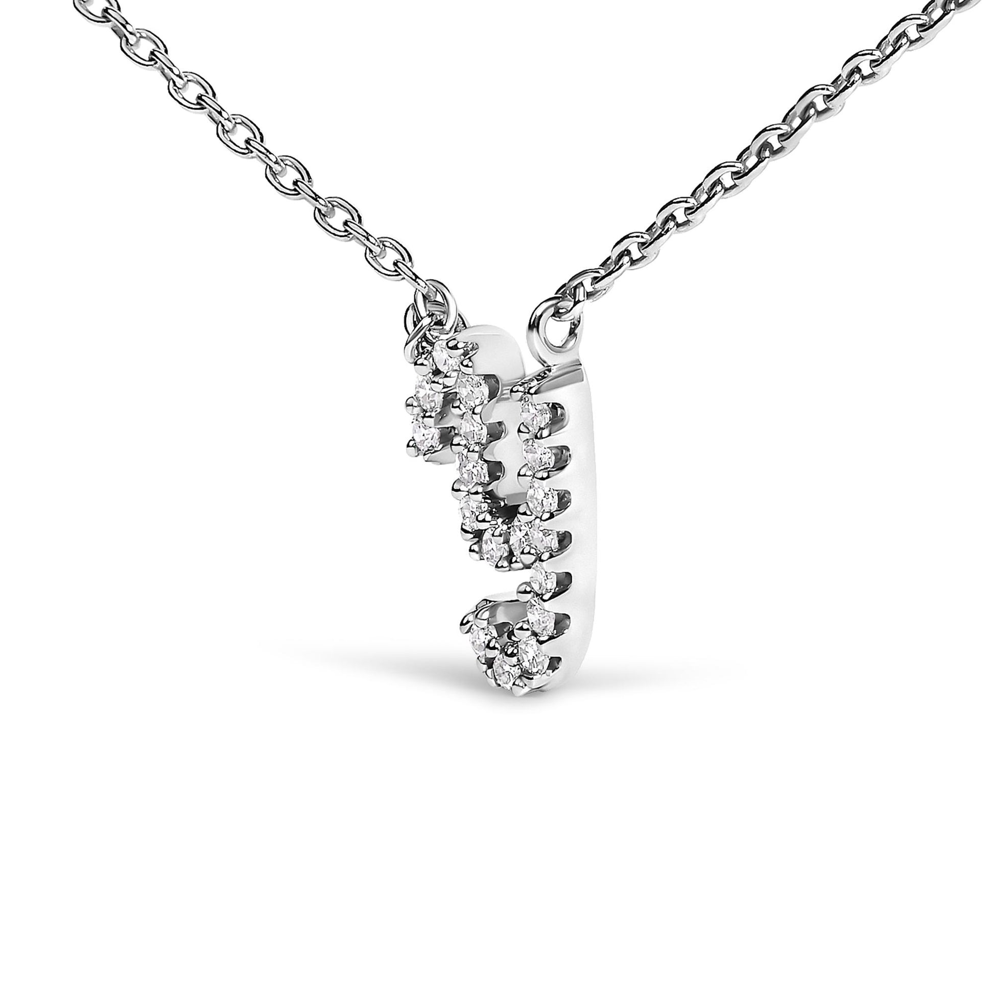 10K White Gold Diamond Accent  A-Z Initial Script Style Pendant Necklace