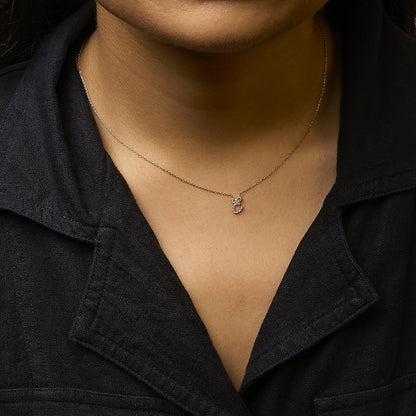 10K Yellow Gold Diamond Accent  A-Z Initial Script Style Pendant Necklace
