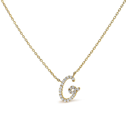 10K Yellow Gold Diamond Accent  A-Z Initial Script Style Pendant Necklace