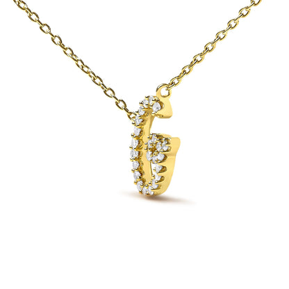 10K Yellow Gold Diamond Accent  A-Z Initial Script Style Pendant Necklace