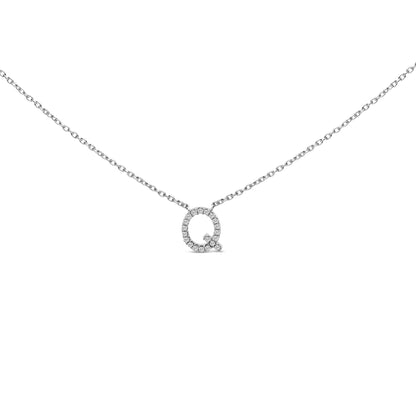 Close-up front view of a white necklace chain with a round pendant encrusted with white gemstones in a micro-pave setting, shown on a white background.
