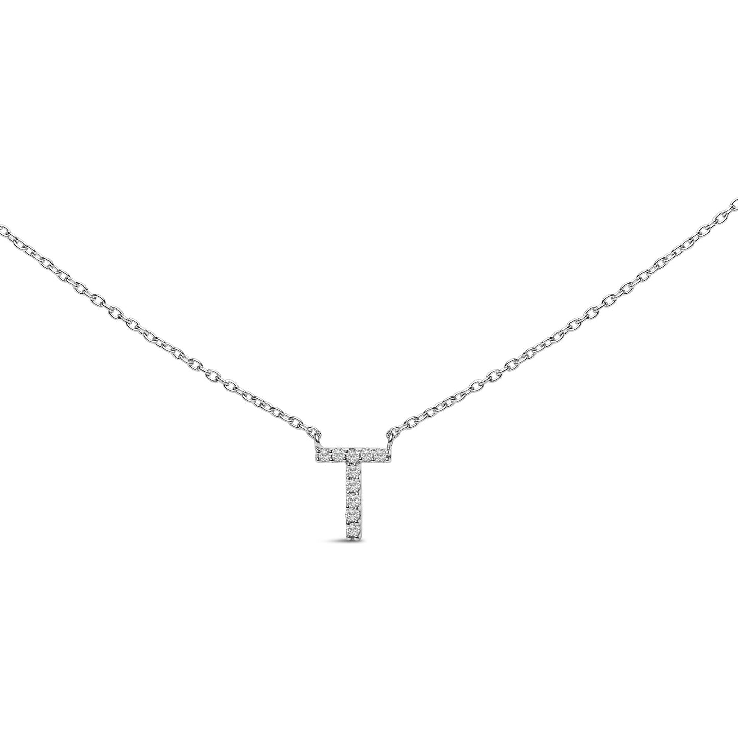 Close-up front view of a white necklace featuring a cross-shaped pendant adorned with small white gemstones in a micro-pave setting, shown on a white background.