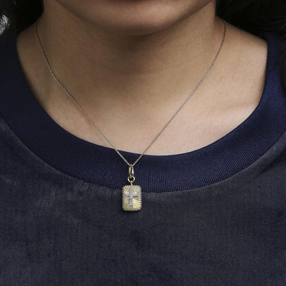 10K Yellow Gold Diamond Accent Cross Fluted Medallion Pendant Necklace