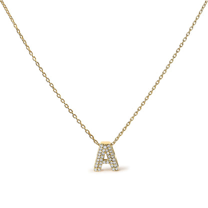 10K Yellow Gold Diamond Accent "A-Z" Initial Bubble Pendant Necklace