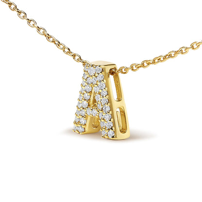 10K Yellow Gold Diamond Accent "A-Z" Initial Bubble Pendant Necklace