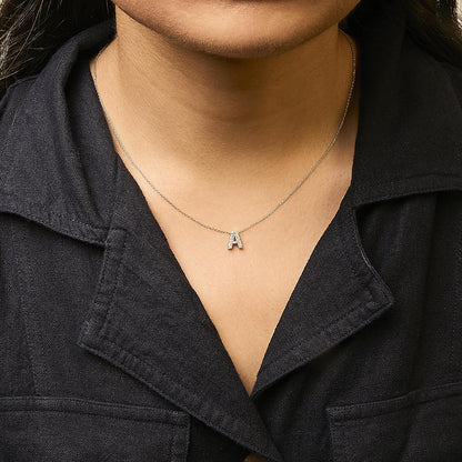 10K Yellow Gold Diamond Accent "A-Z" Initial Bubble Pendant Necklace