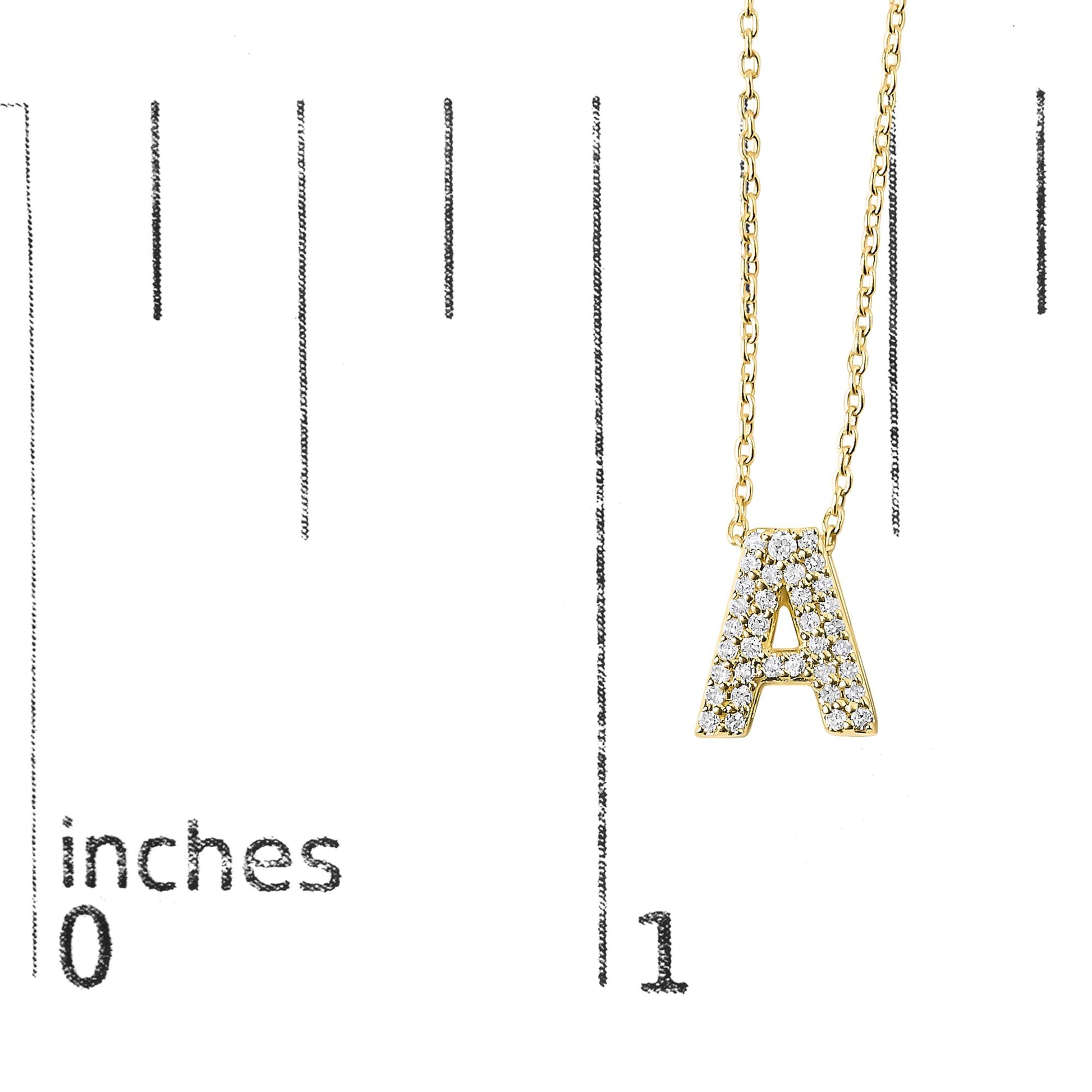 10K Yellow Gold Diamond Accent "A-Z" Initial Bubble Pendant Necklace