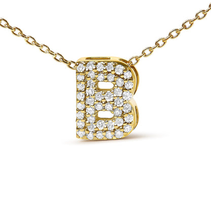 10K Yellow Gold Diamond Accent "A-Z" Initial Bubble Pendant Necklace