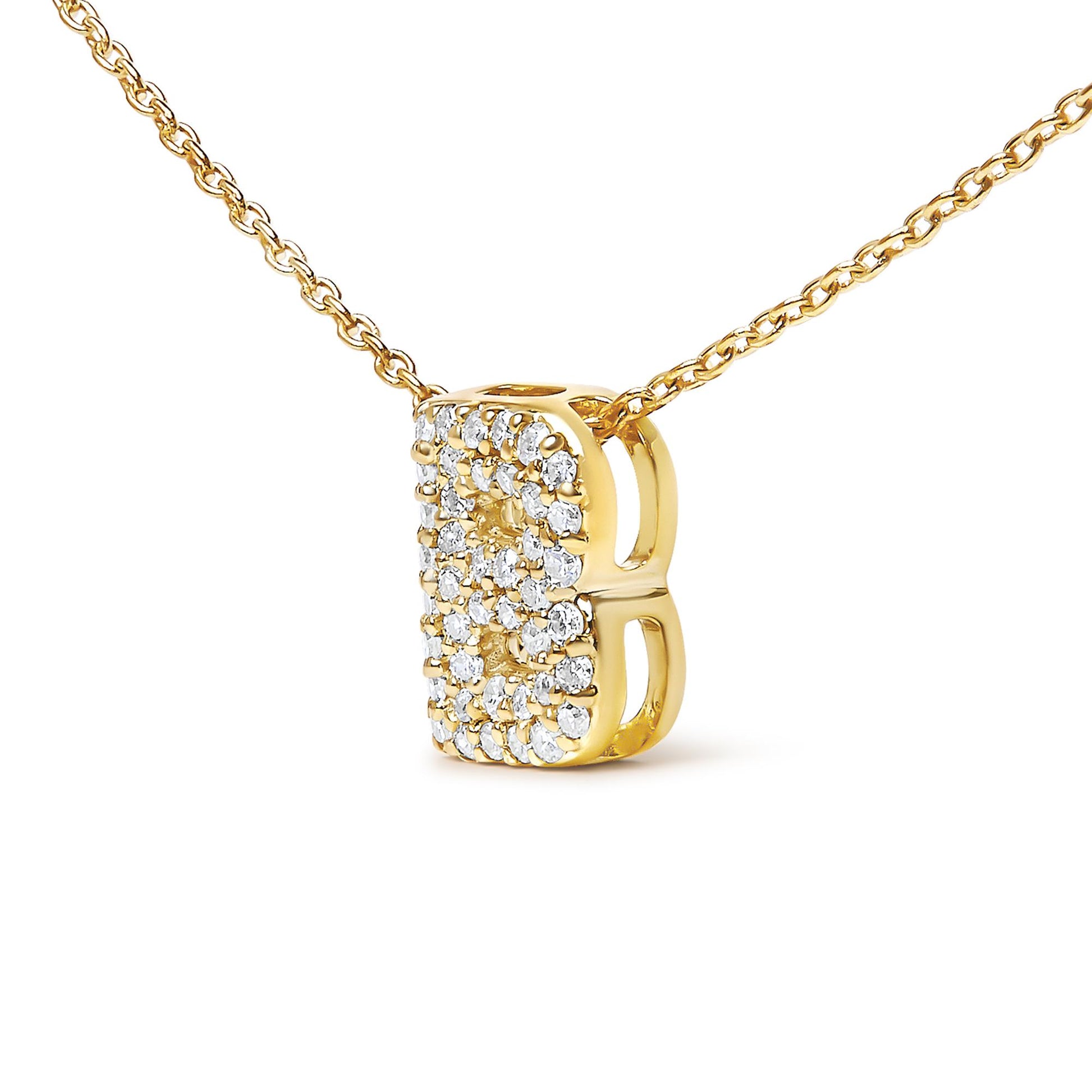 10K Yellow Gold Diamond Accent "A-Z" Initial Bubble Pendant Necklace