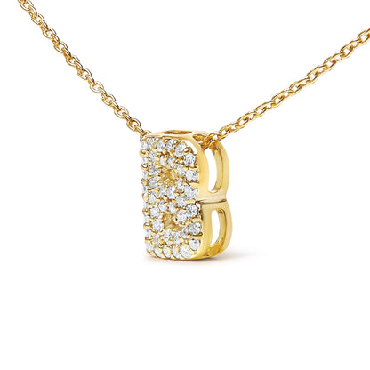 10K Yellow Gold Diamond Accent "A-Z" Initial Bubble Pendant Necklace