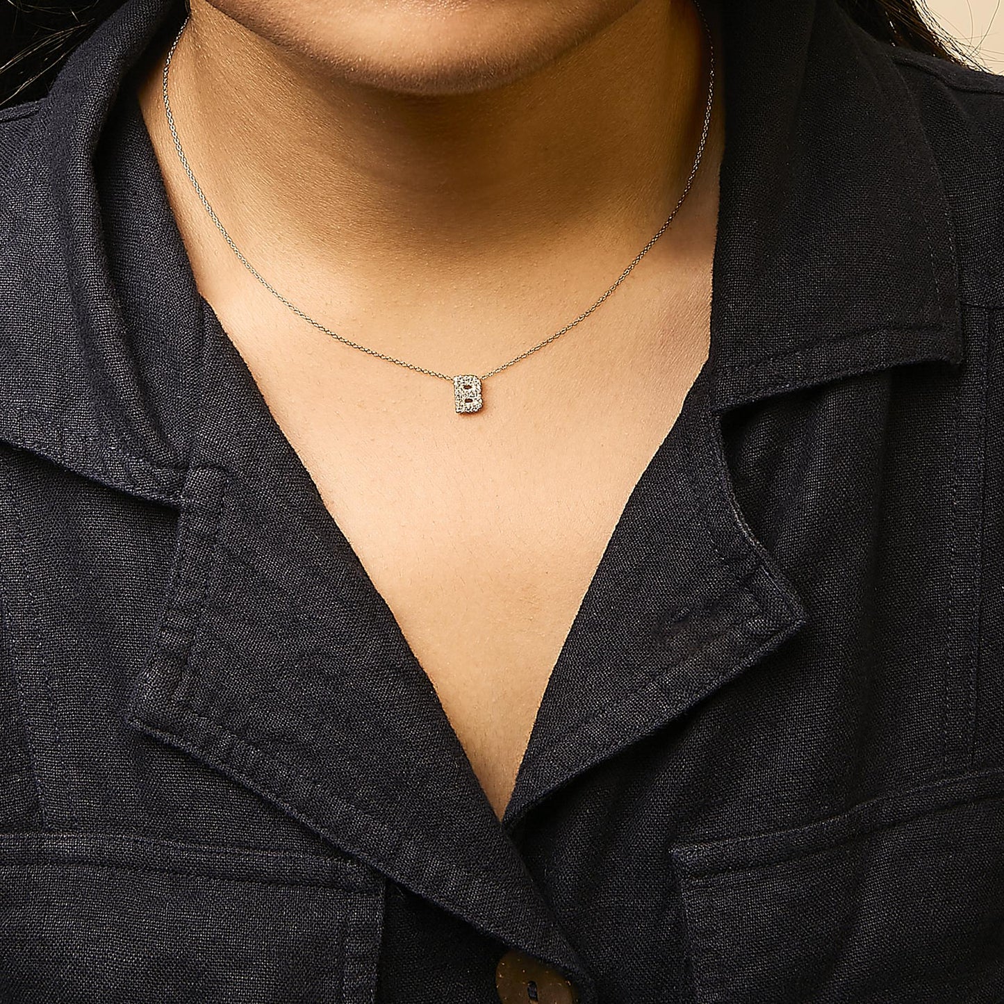 10K Yellow Gold Diamond Accent "A-Z" Initial Bubble Pendant Necklace