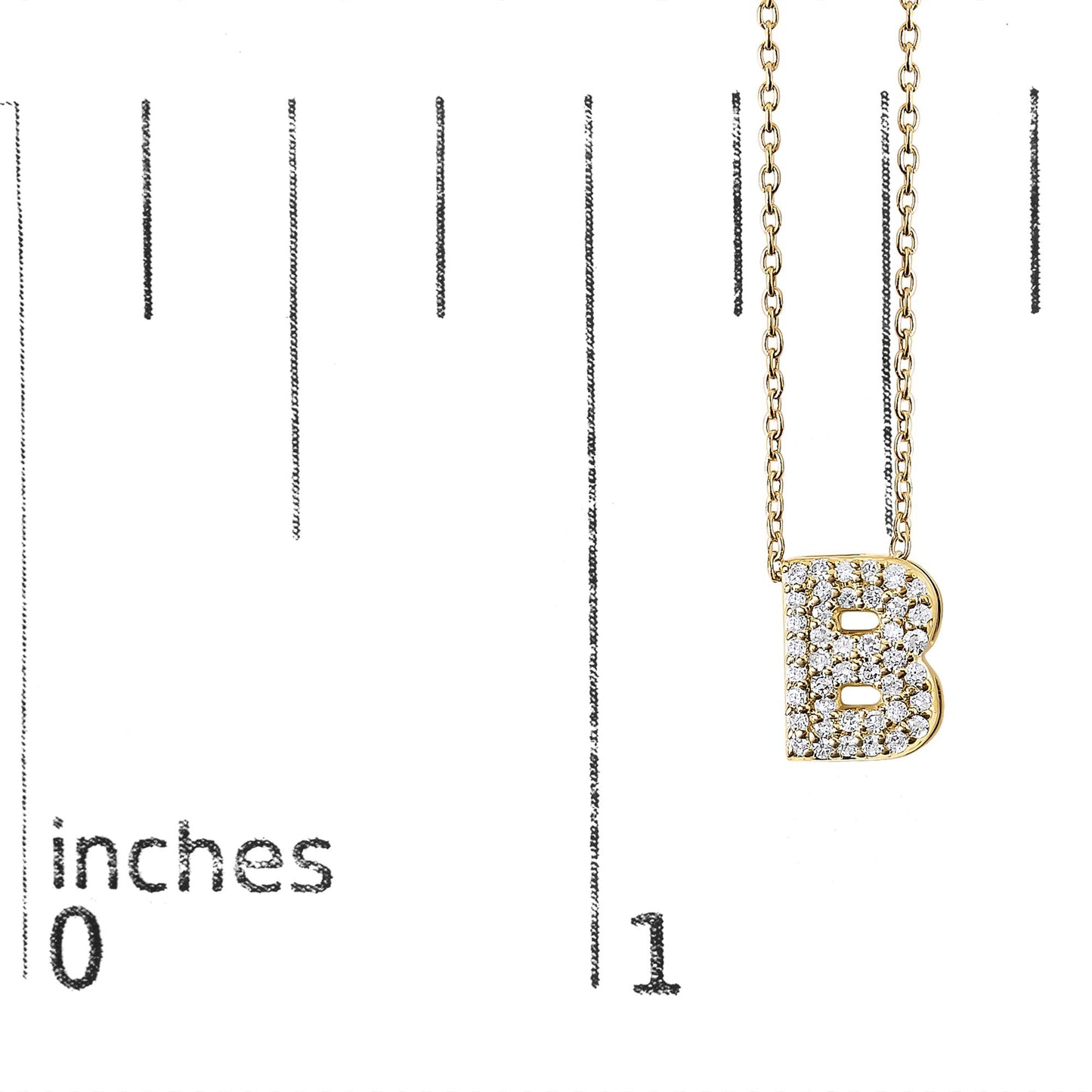 10K Yellow Gold Diamond Accent "A-Z" Initial Bubble Pendant Necklace