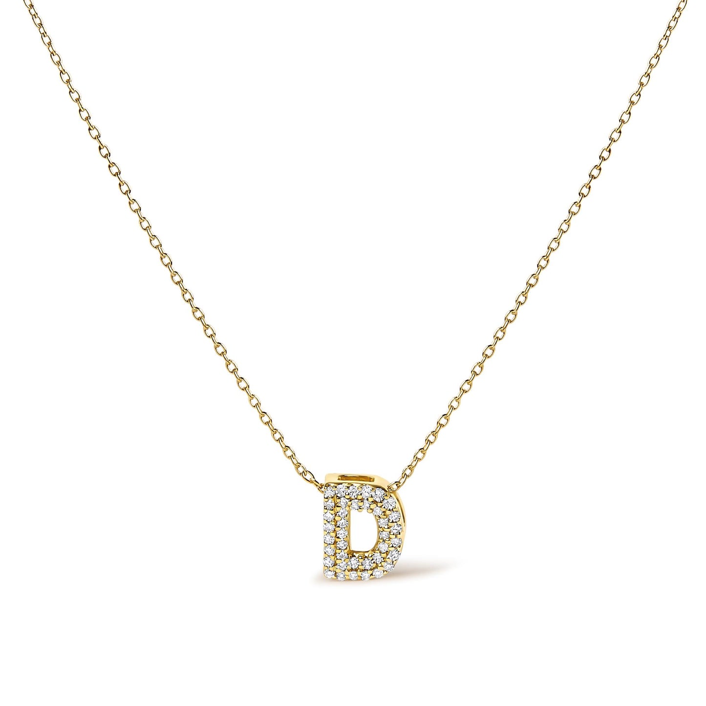 10K Yellow Gold Diamond Accent "A-Z" Initial Bubble Pendant Necklace