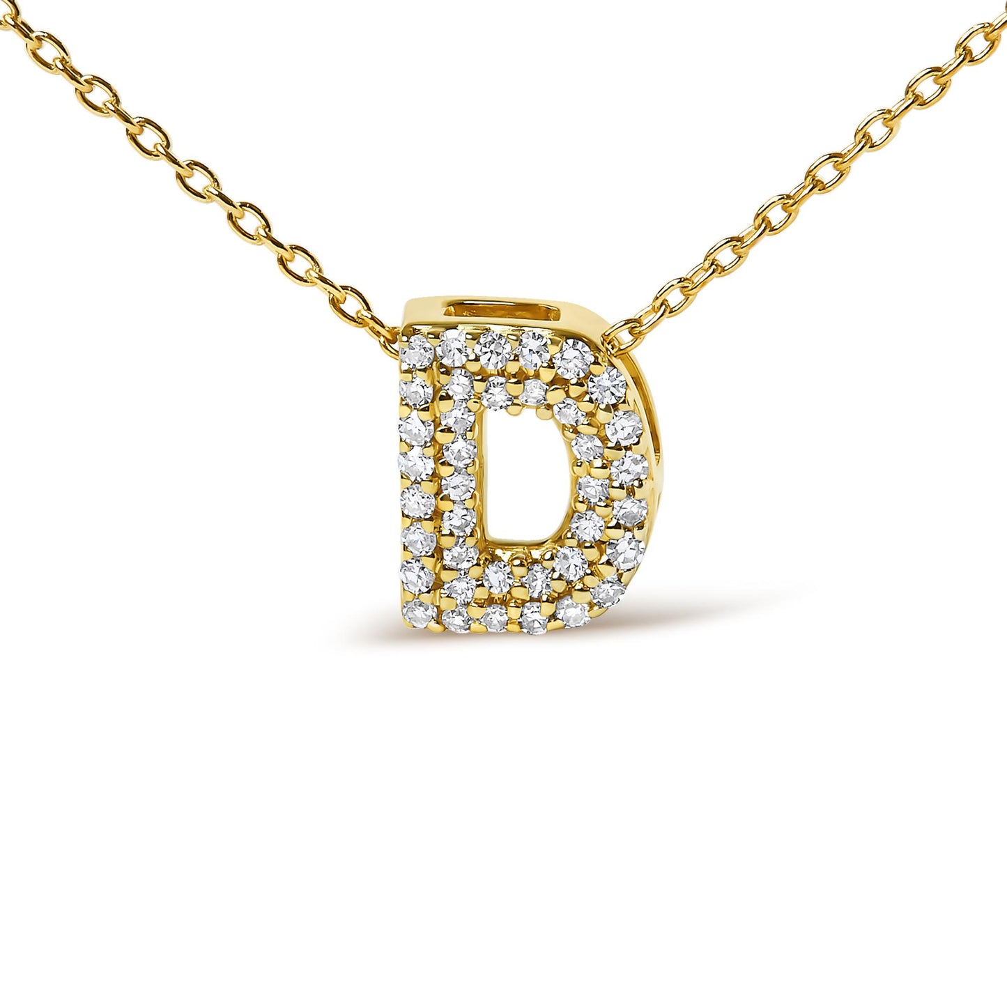 10K Yellow Gold Diamond Accent "A-Z" Initial Bubble Pendant Necklace