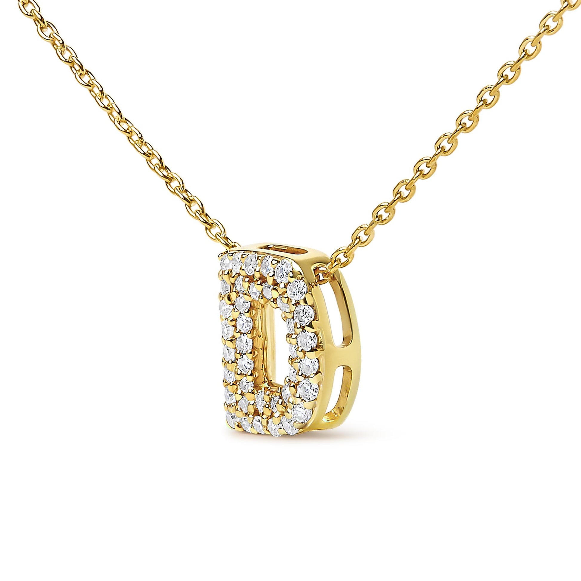 10K Yellow Gold Diamond Accent "A-Z" Initial Bubble Pendant Necklace