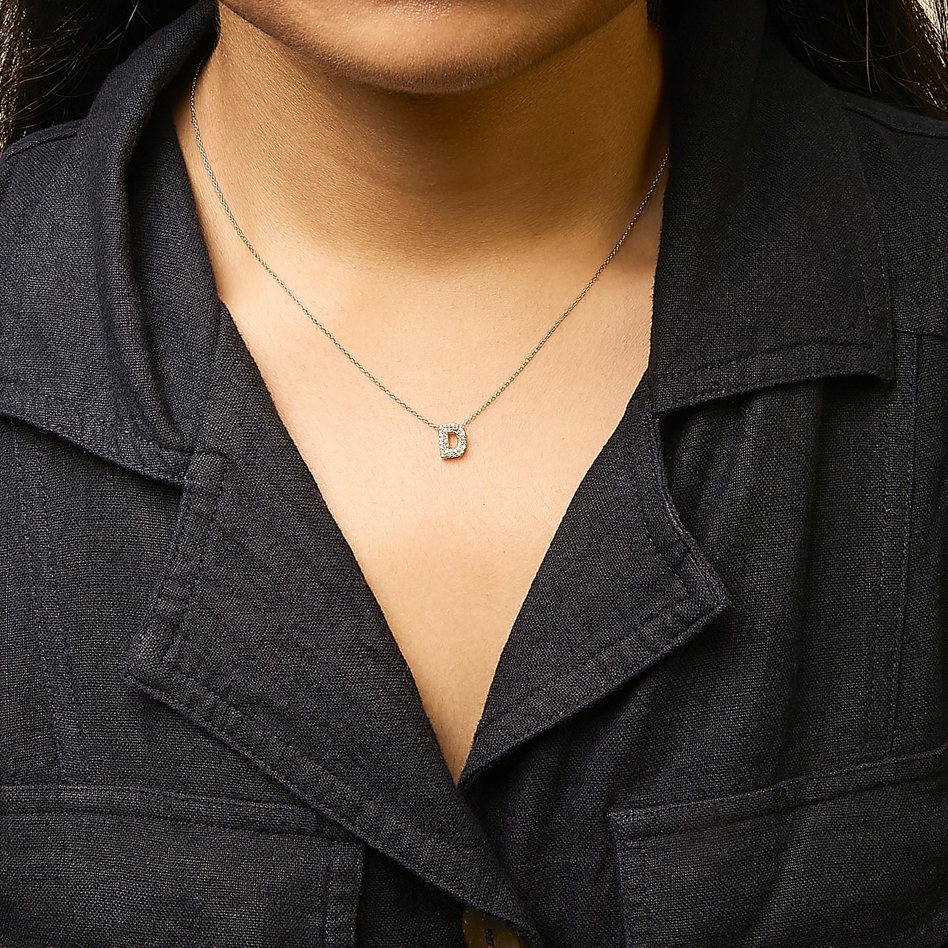 10K Yellow Gold Diamond Accent "A-Z" Initial Bubble Pendant Necklace