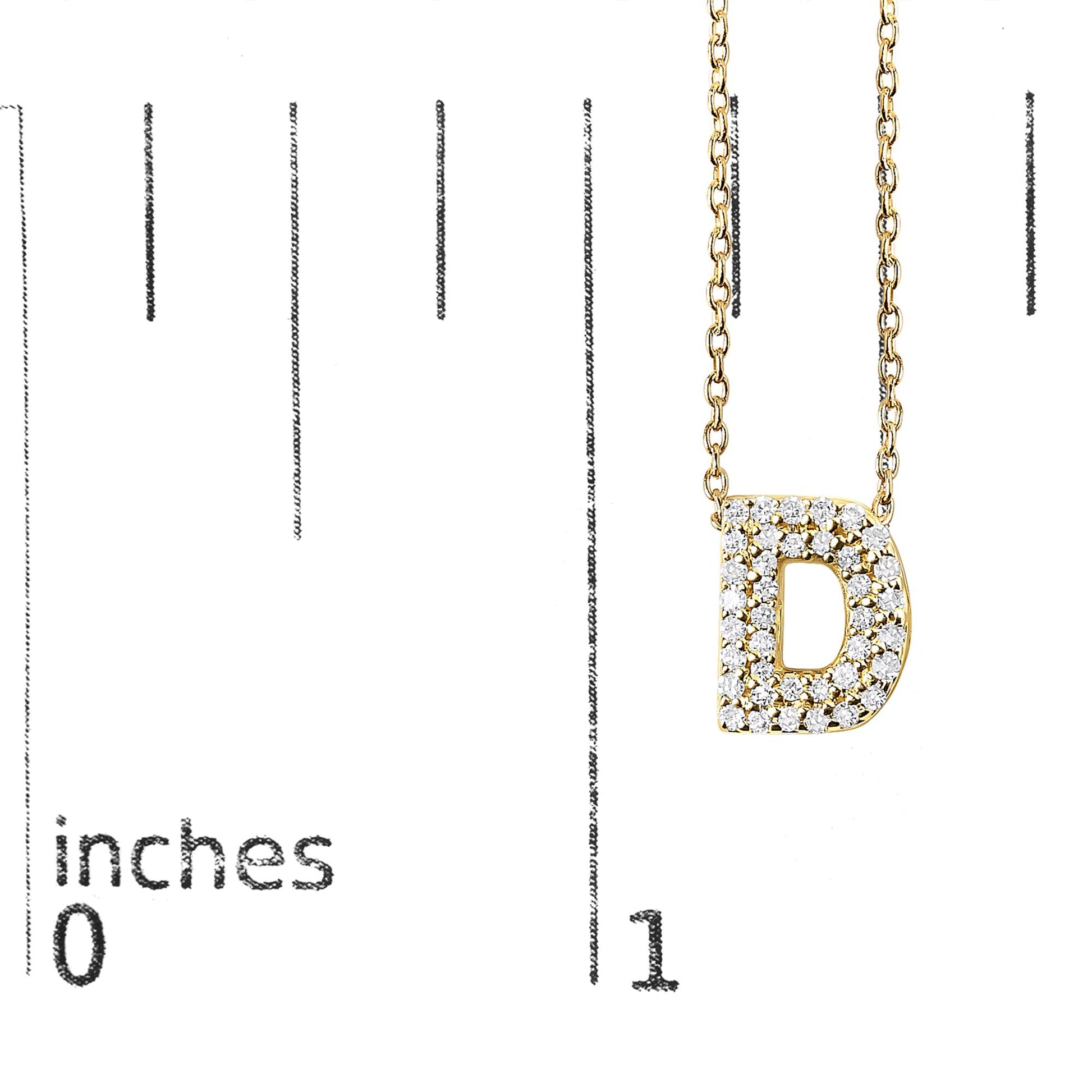 10K Yellow Gold Diamond Accent "A-Z" Initial Bubble Pendant Necklace