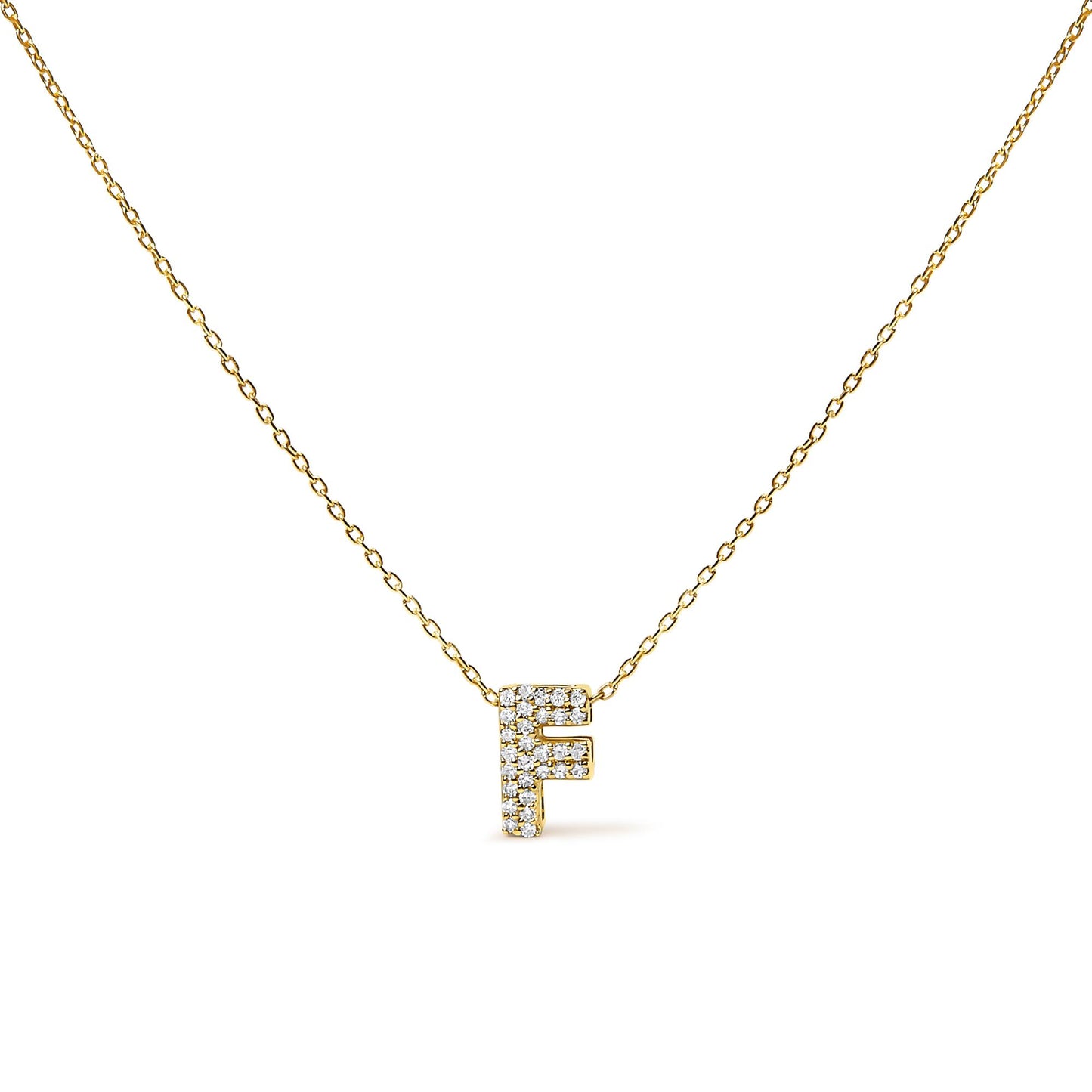 10K Yellow Gold Diamond Accent "A-Z" Initial Bubble Pendant Necklace