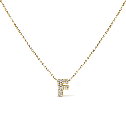 10K Yellow Gold Diamond Accent "A-Z" Initial Bubble Pendant Necklace