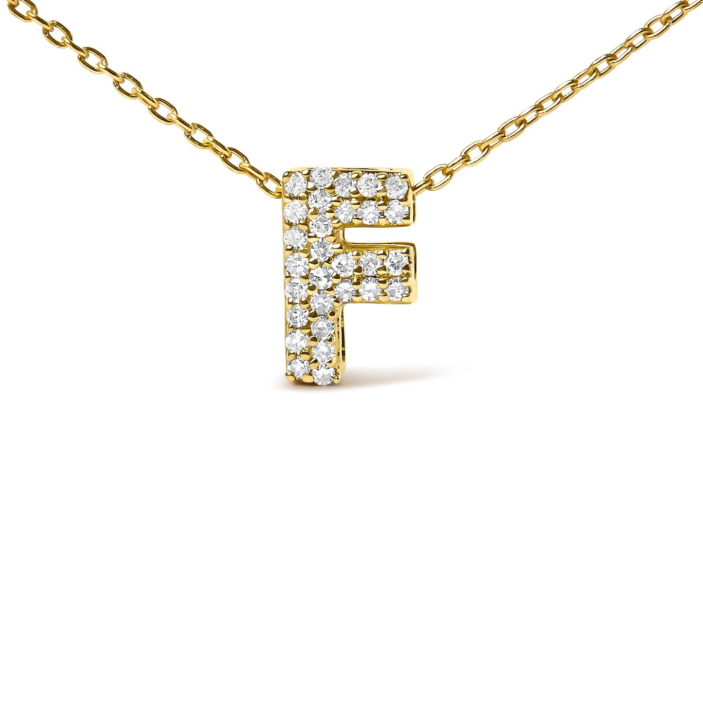 10K Yellow Gold Diamond Accent "A-Z" Initial Bubble Pendant Necklace