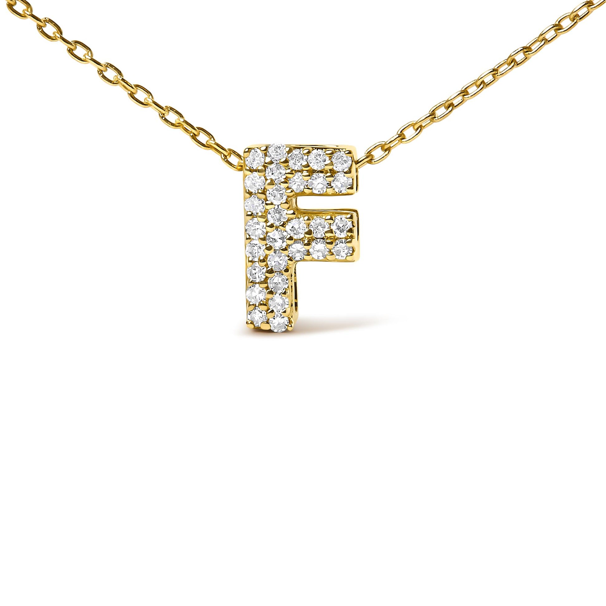 10K Yellow Gold Diamond Accent "A-Z" Initial Bubble Pendant Necklace