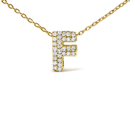 10K Yellow Gold Diamond Accent "A-Z" Initial Bubble Pendant Necklace
