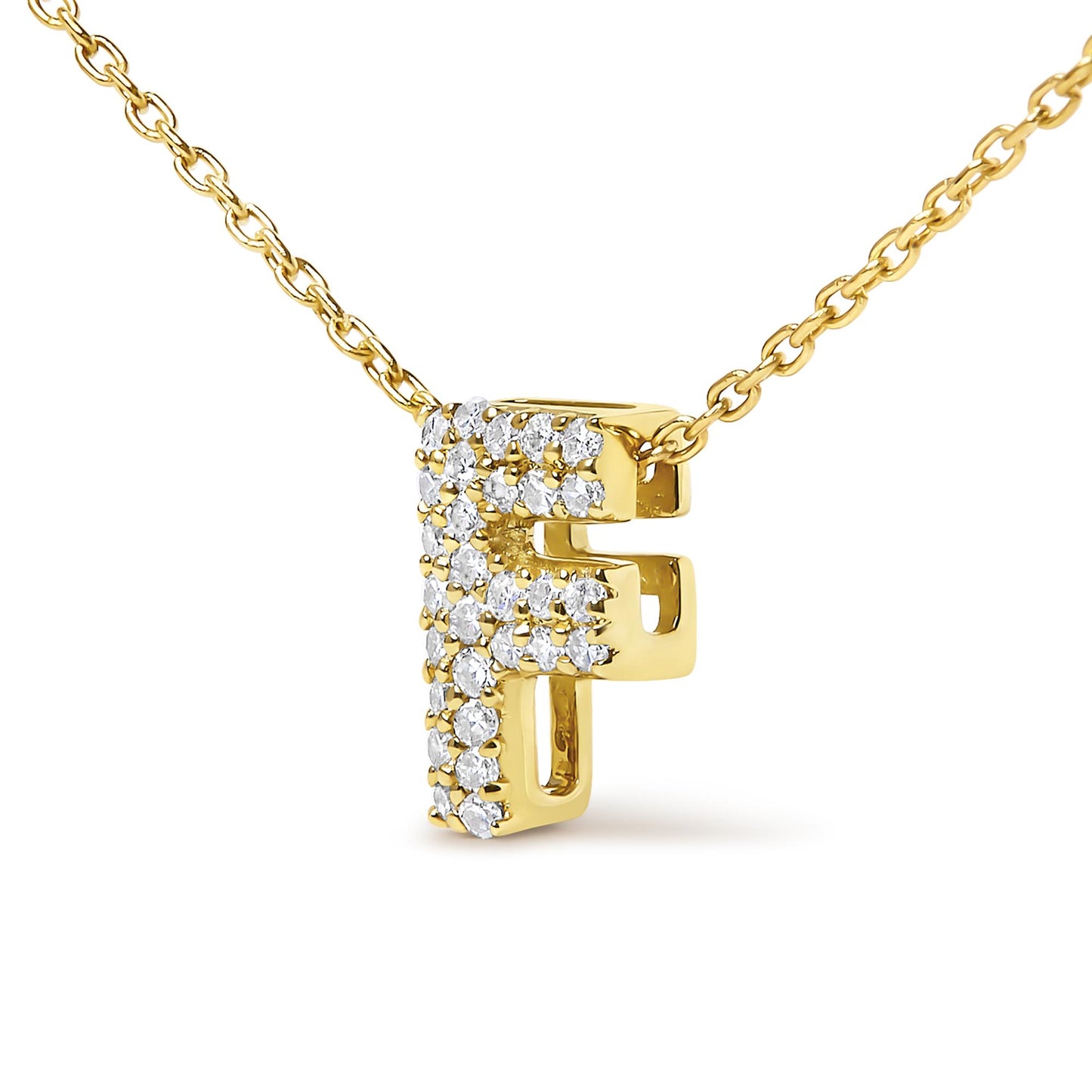 10K Yellow Gold Diamond Accent "A-Z" Initial Bubble Pendant Necklace