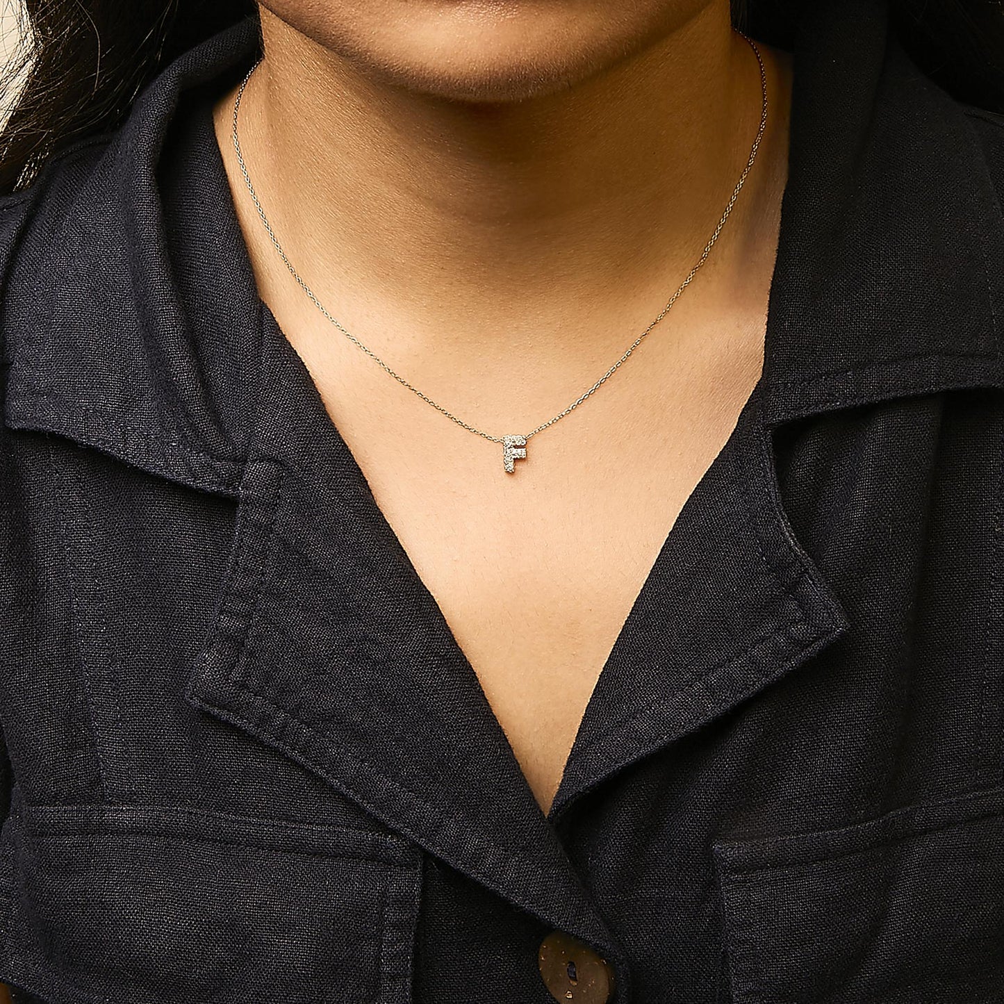 10K Yellow Gold Diamond Accent "A-Z" Initial Bubble Pendant Necklace