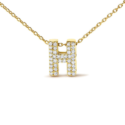 10K Yellow Gold Diamond Accent "A-Z" Initial Bubble Pendant Necklace