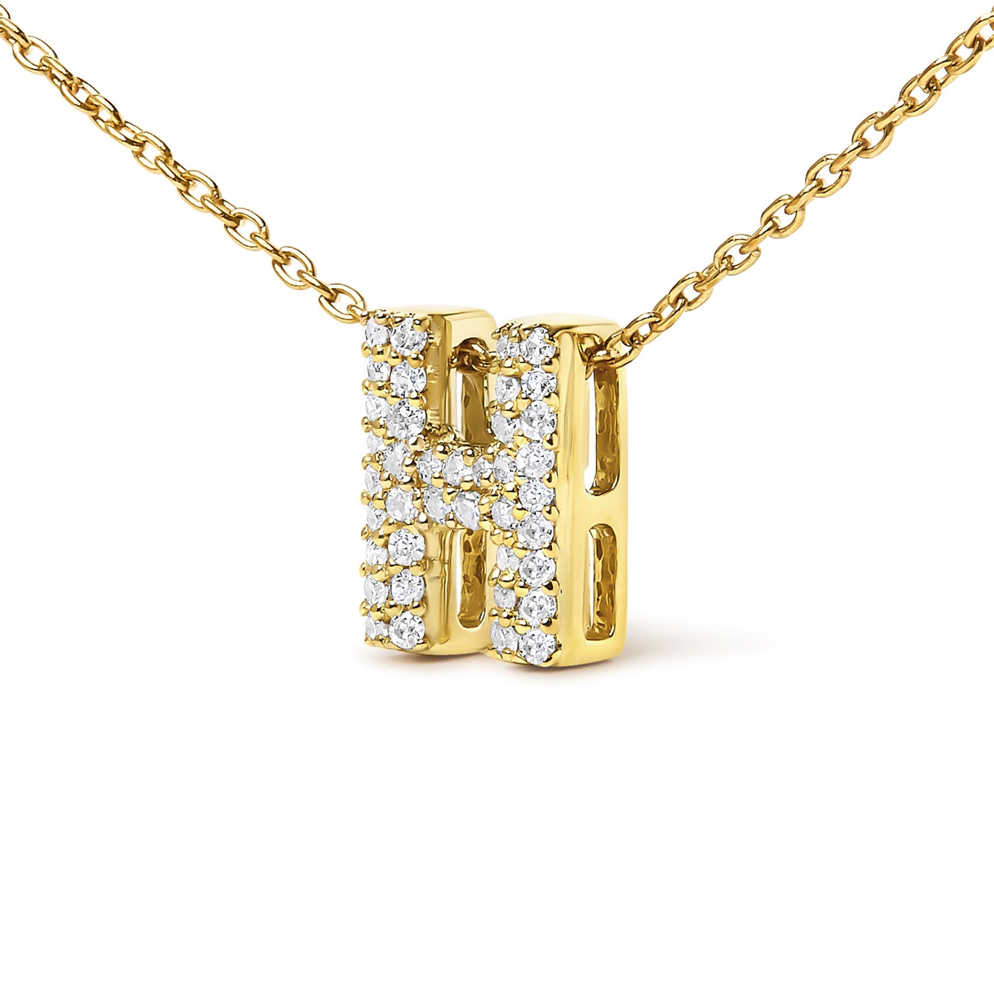 10K Yellow Gold Diamond Accent "A-Z" Initial Bubble Pendant Necklace