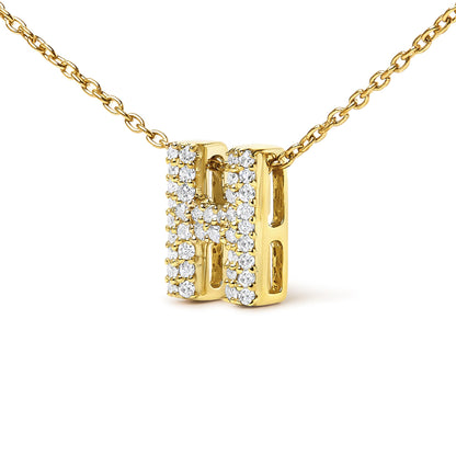 10K Yellow Gold Diamond Accent "A-Z" Initial Bubble Pendant Necklace