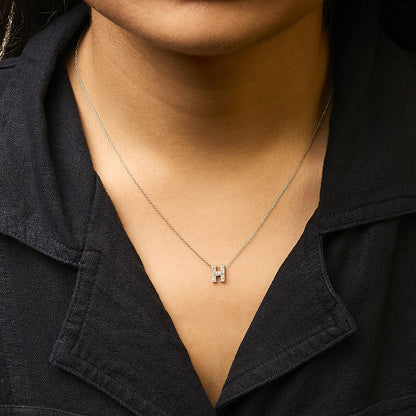 10K Yellow Gold Diamond Accent "A-Z" Initial Bubble Pendant Necklace