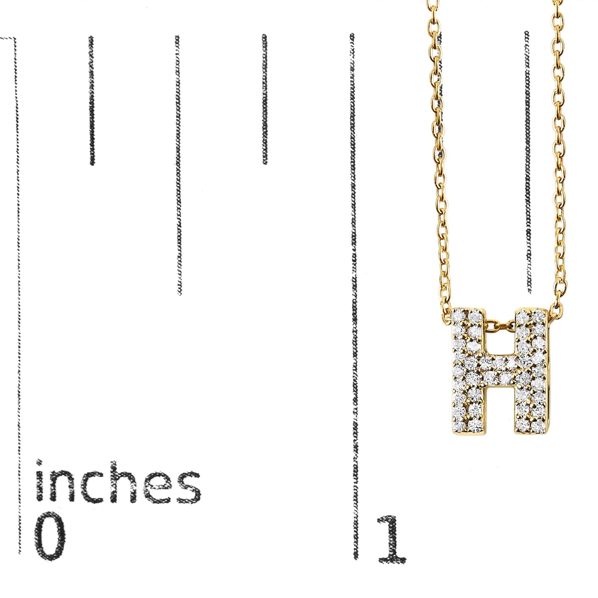 10K Yellow Gold Diamond Accent "A-Z" Initial Bubble Pendant Necklace