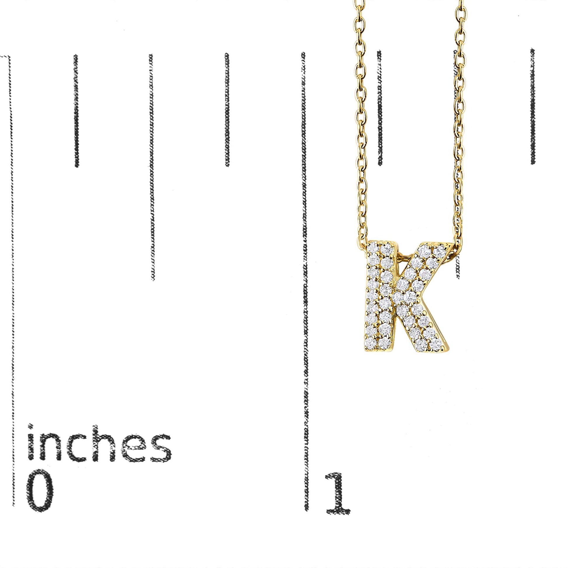 10K Yellow Gold Diamond Accent "A-Z" Initial Bubble Pendant Necklace