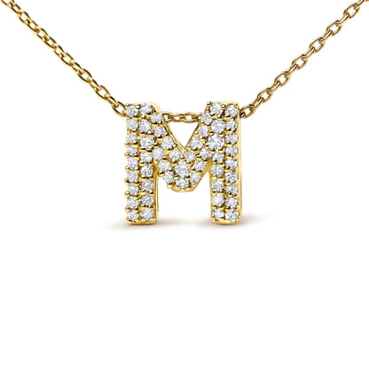 10K Yellow Gold Diamond Accent "A-Z" Initial Bubble Pendant Necklace