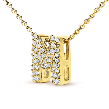 10K Yellow Gold Diamond Accent "A-Z" Initial Bubble Pendant Necklace