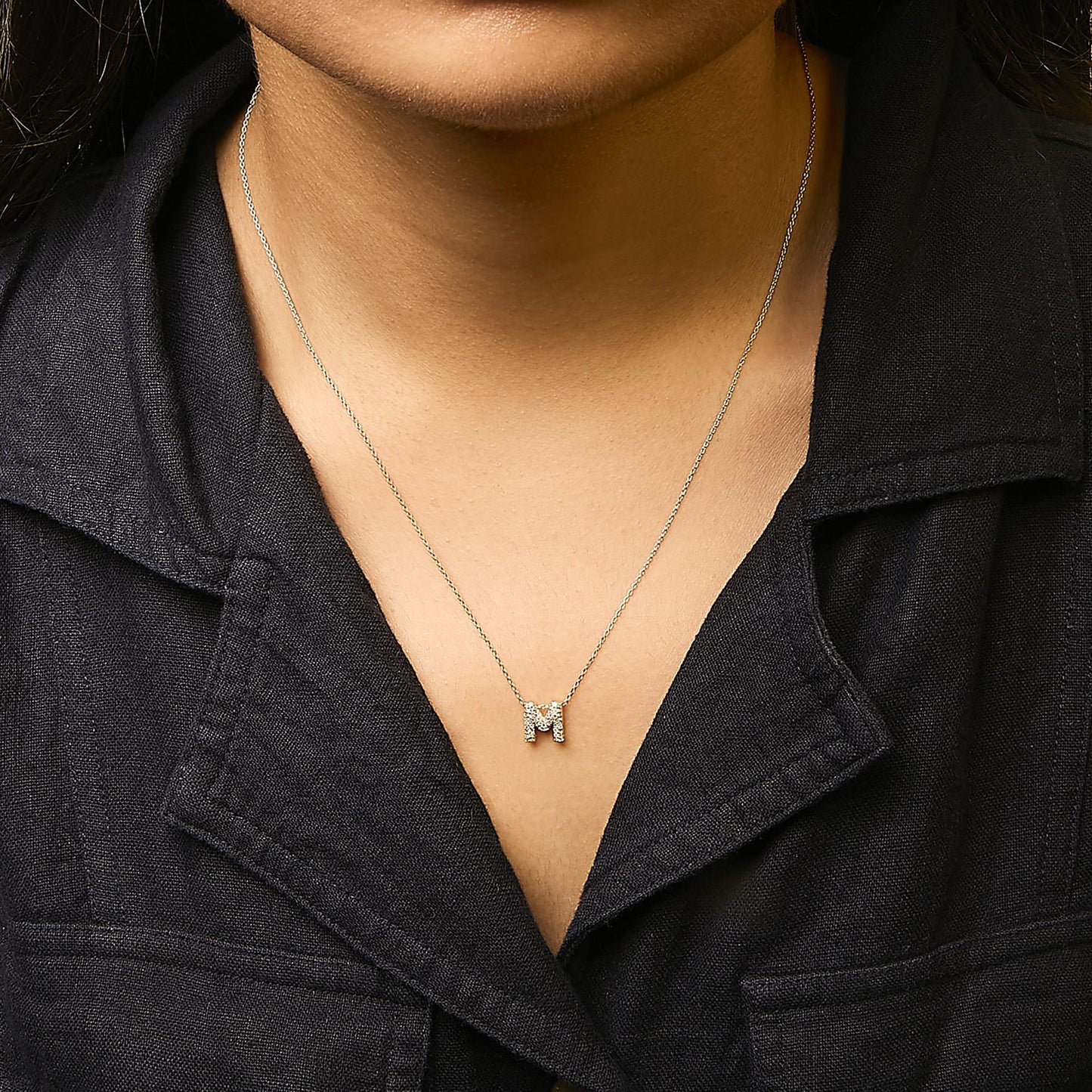 10K Yellow Gold Diamond Accent "A-Z" Initial Bubble Pendant Necklace