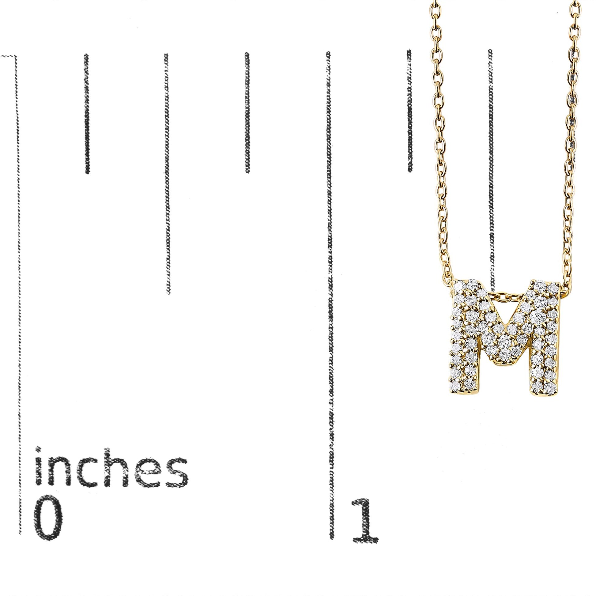 10K Yellow Gold Diamond Accent "A-Z" Initial Bubble Pendant Necklace